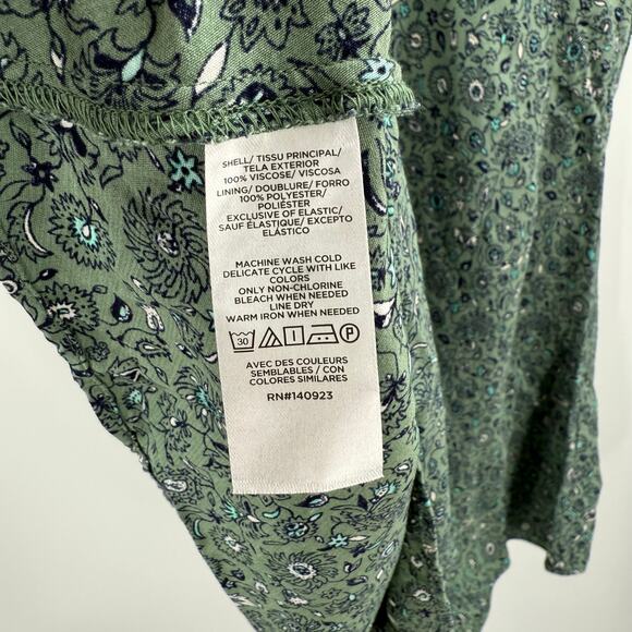 LOFT PETITES ANN TAYLOR Dress Size 8 Petite Green Paisley Print Short Sleeve - Picture 13 of 15